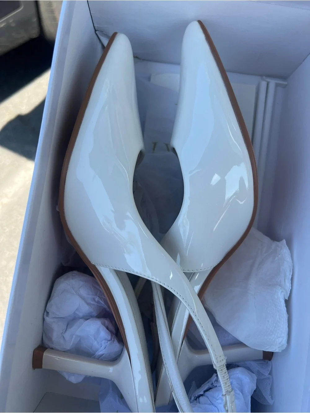 Elegant White Slingback Pointed-Toe Heels